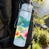 1PC Tropical Hibiscus Watercolor Flower Print 750ml Color Plastic Sports Water Bottle Leakproof Flip Straw Lid Suitable for Sports Office Home Use