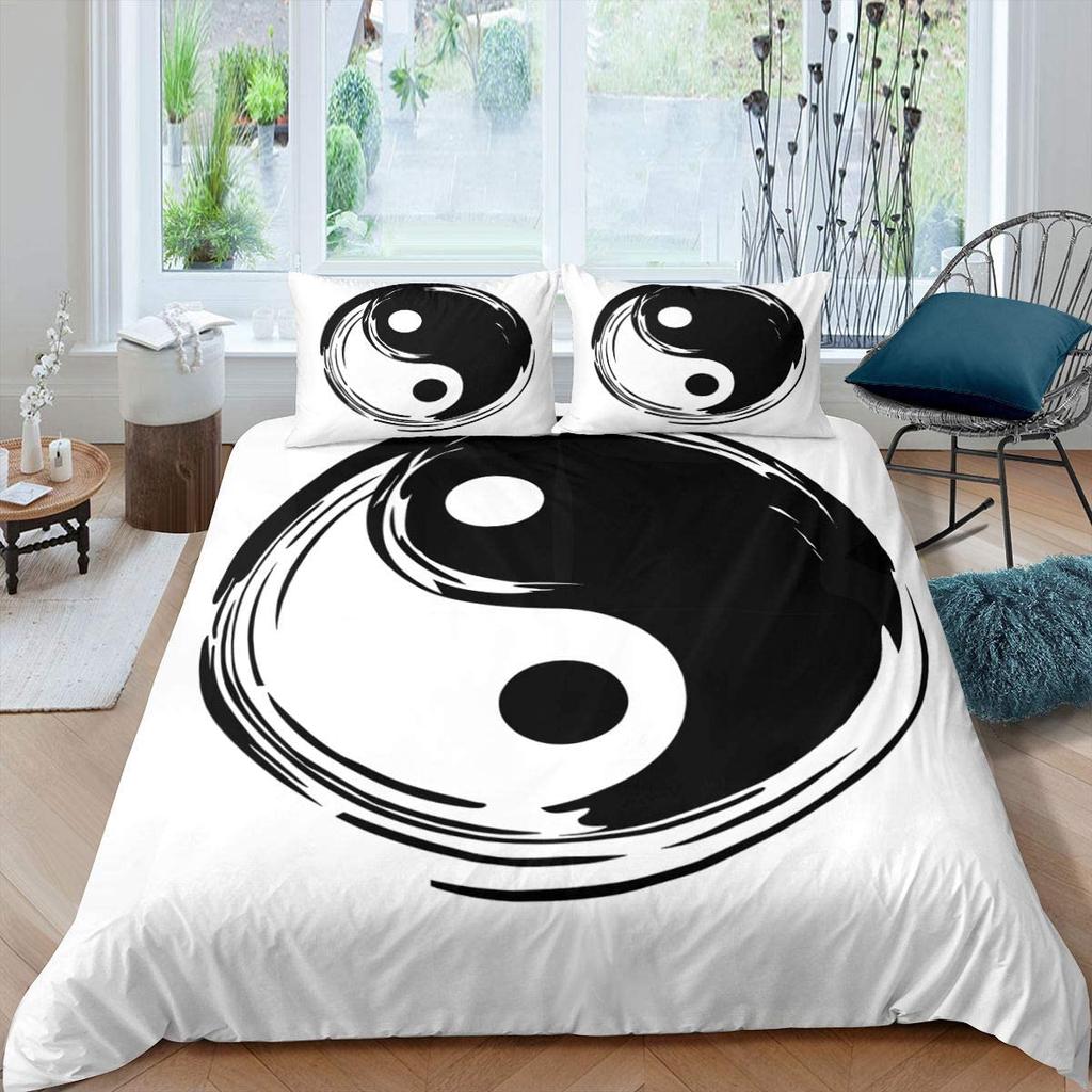 Black And White Duvet Cover Set Bohemian Mandala Bedding Set For Kids Child Yin And Yang Polyester Comforter Cover King Size