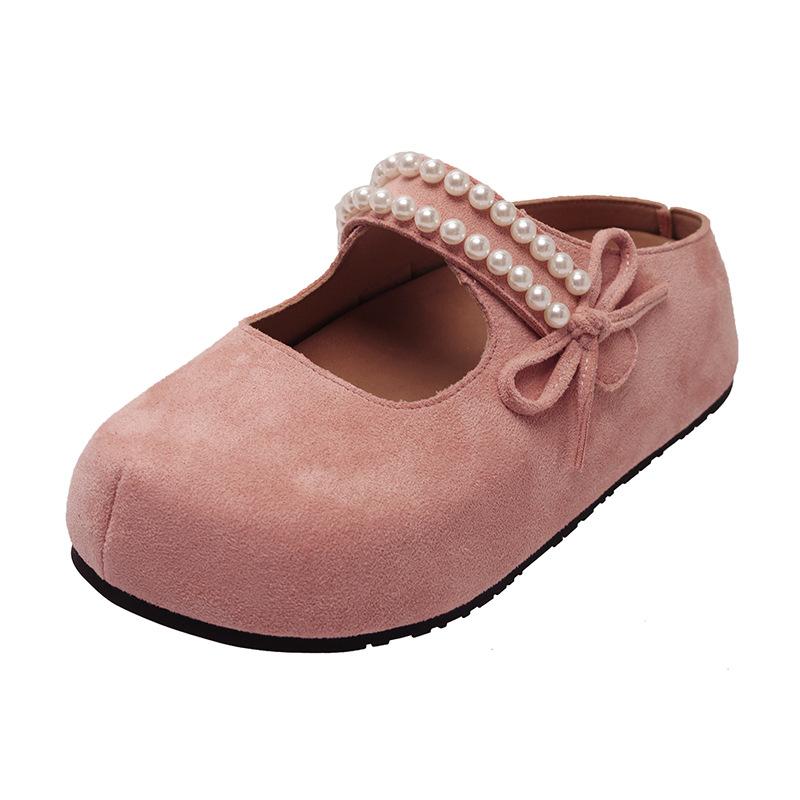 

Жемчужная сумка, тапочки-мюли, женская летняя обувь 2025, новая корейская версия, сандалии в сказочном стиле на плоской подошве, модные мюли 40 розовый