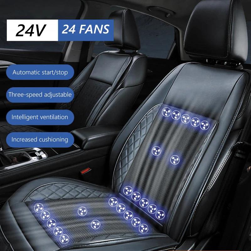 12V 24V Car Seat Cushion with Fan Cooling Seat Mat Heat Fan Dissipation Universal Fast Blowing Ventilation Cool Air Fan Seat Pad