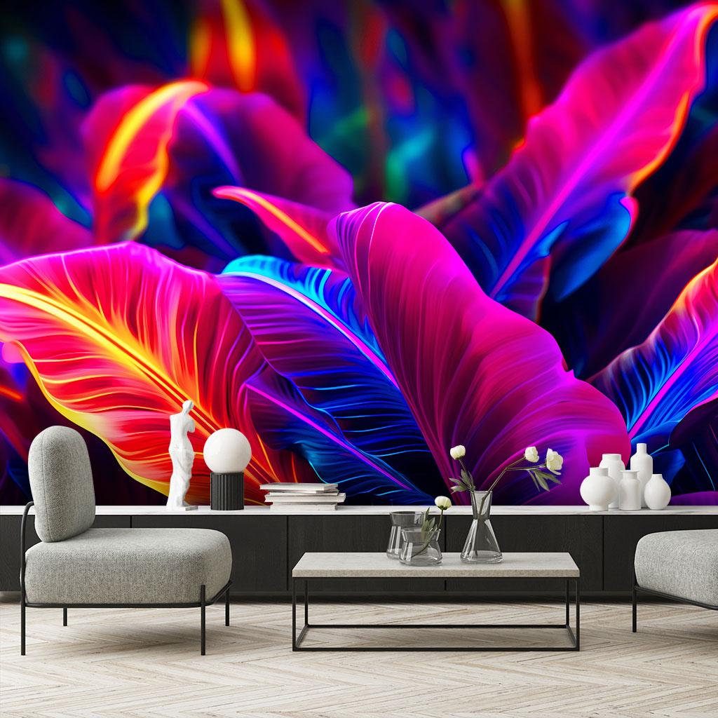 Wallpaper Neon Leaves