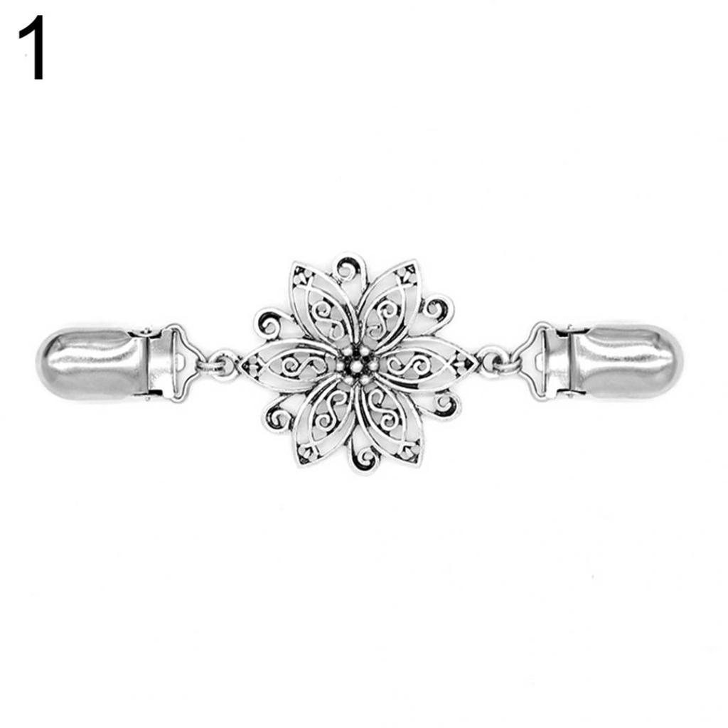 Vintage Alloy Flower Cardigan Clip Kvinner Kjole Genser Krage Klær Klemme