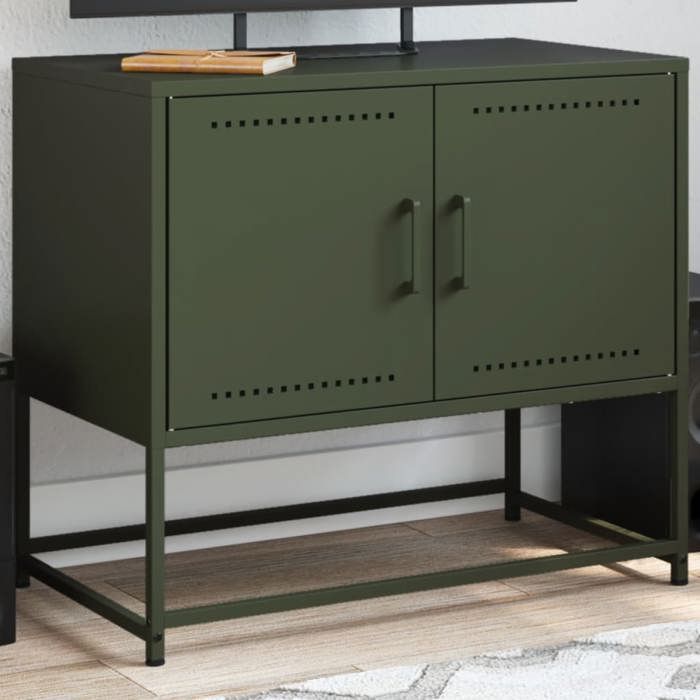 VidaXL TV Cabinet Olive Green 68.5x39x60.5 Cm Steel, TV Stand, TV Sideboard, Multimedia Cabinet, TV Bench, Hi-fi Cabinet, Center 846474