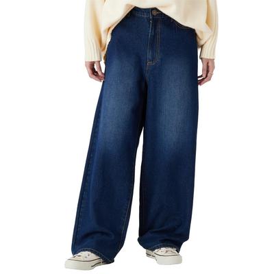 Happy Marilyn Plus Size Straight Size 70cm Navy Denim Wide-leg Pants, Women's, Pants, Bottoms, 3L, Length, (Processed) [448098]