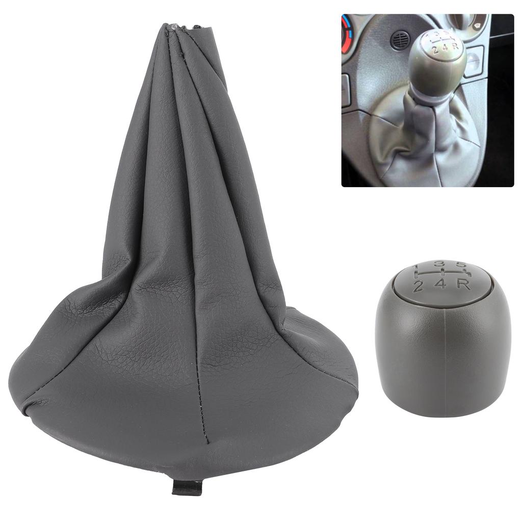 5-Gang Schalthebelknauf mit staubdichten Manschetten Ersatz Passend für Fiat Panda500 500C