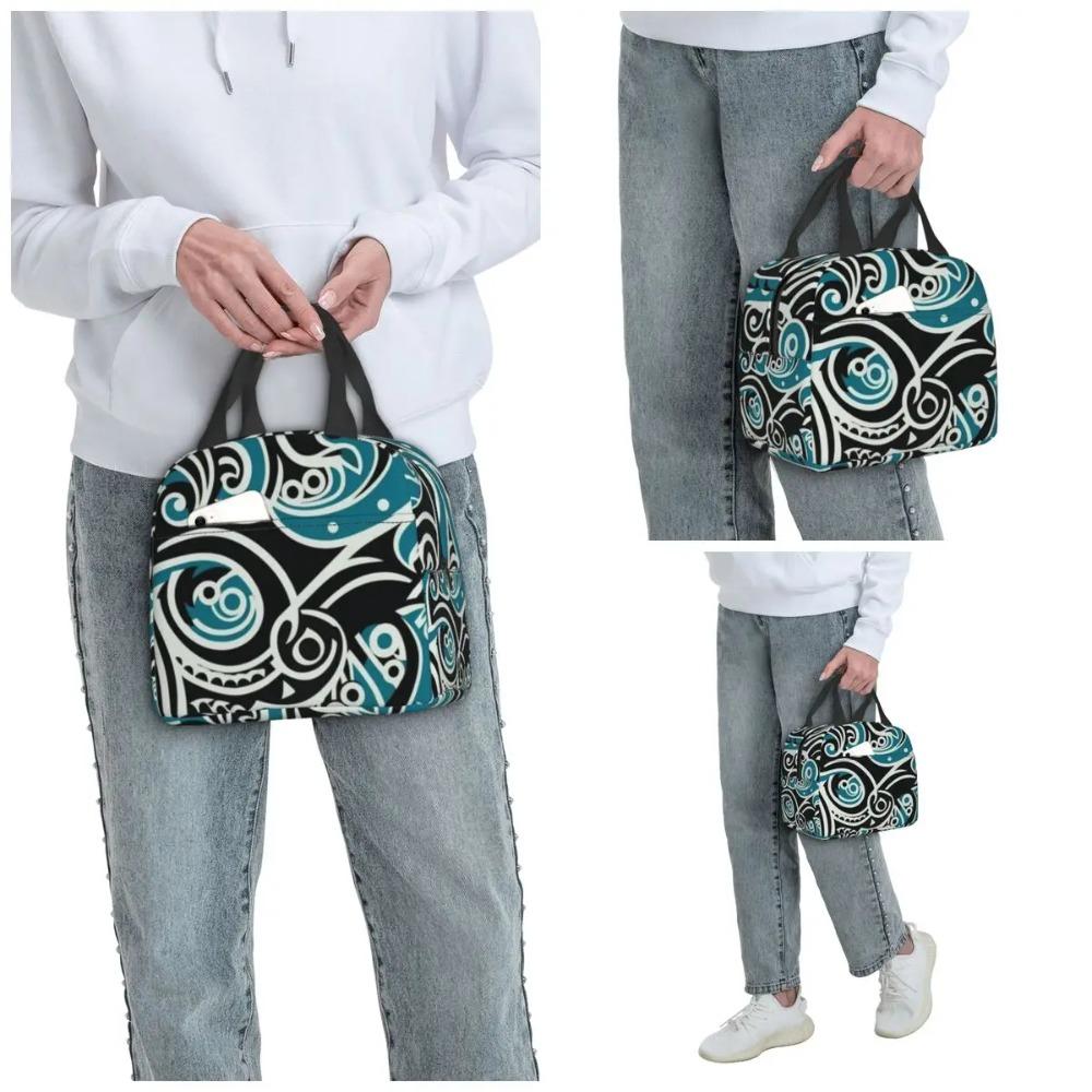 Kowhaiwhai Maori Pattern Insulated Lunch Bag for Women Office Cooler Thermal Food Box Tote Portable Lunch Boxes Container