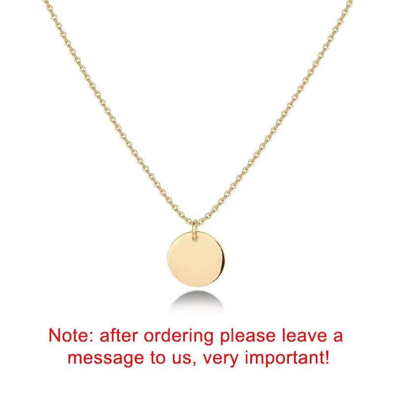 New North Personalised Engraved Necklace Stainless Steel Jewelry Mom Gift Choker Custom Name Coin Pendant Necklace for Women 45+5cm золотой