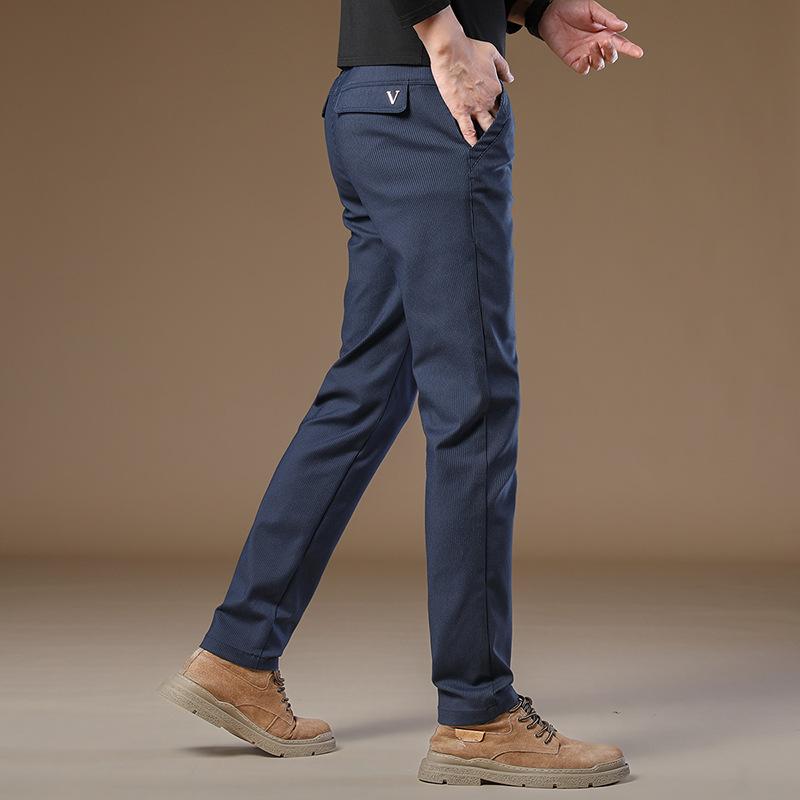 2024 Spring And Autumn New Men'S High End Leisure Slim Fit Elastic Straight Leg Western Pants Business Pure Cotton Pants