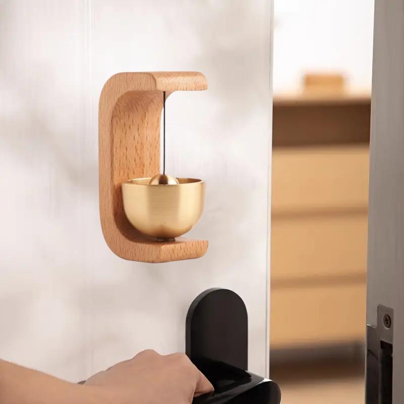 Wooden Doorbell Magnetic Wind-bell Cafe Entrance Reminder Walnut Door Bell Simple Wind Chime Home Office Door Wall Desk Decor