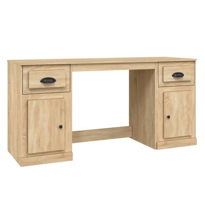 Scrivania - Maison Exclusive - Quercia Sonoma - Legno ingegnerizzato - Contenitore integrato