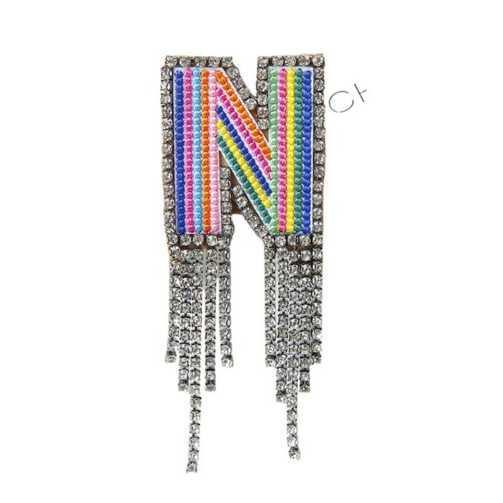 Embroidery Rhinestone Tassel  Brooch A-Z Letter Banquet Clothes Pin  Decoration