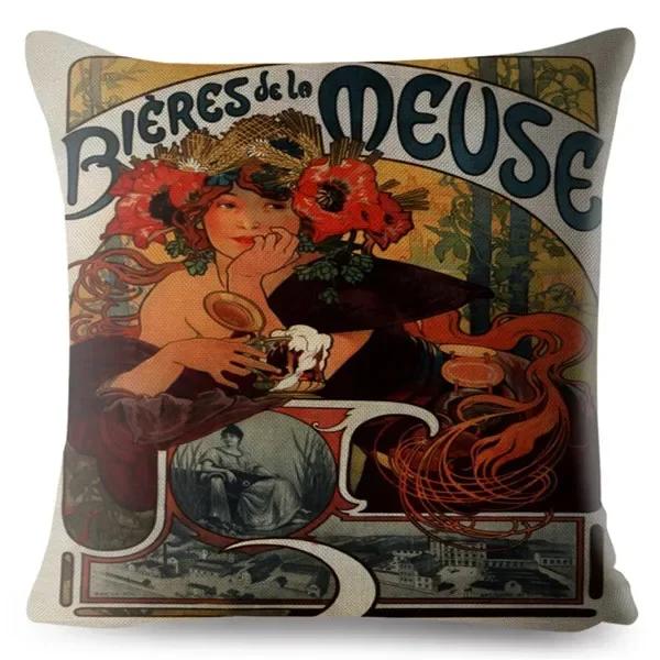 Art Nouveau Mucha Gallery Povlak na polštář Béžový povlak na polštář Autosedačka Home Decor