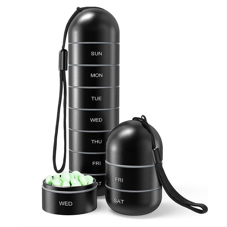 Compact Metal Weekly Pill Box for Travel and Elderly - Convenient, Sealed, Portable Storage