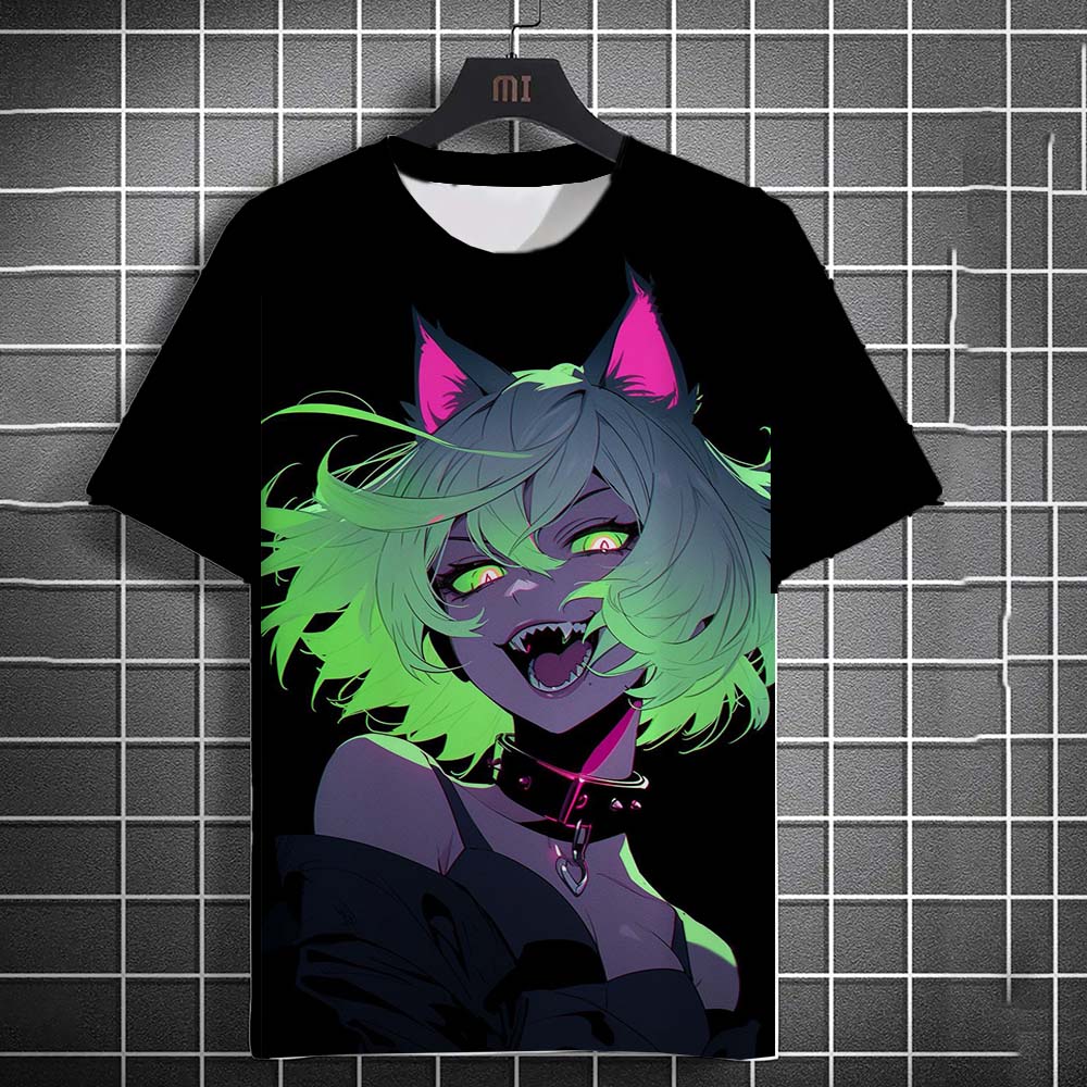 Cartoon Tattoo Girl Pattern Men's T-Shirt 3d Printed Oversized Sweatshirt For Men Bad Girl Harajuku Top Short Sleeve T Shirts