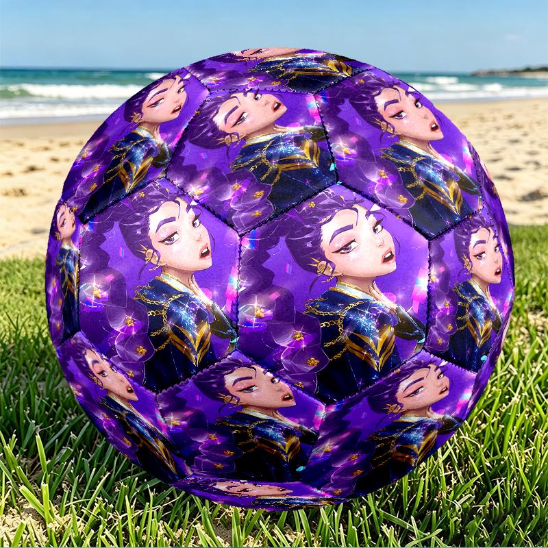 KPop Demon Hunters Print Size 5 Soccer Ball, PU Wear Resistant Football for Match Training and Daily Practice, Birthday Gift for Soccer Fans