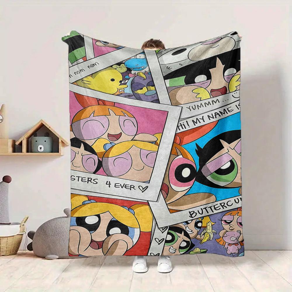 1 Stück Powerpuff Girls Flanelldecke, Weich Hautfreundlich mit Digitaldruck, Verschiedene Größen erhältlich für Familie, Freunde, Geburtstag