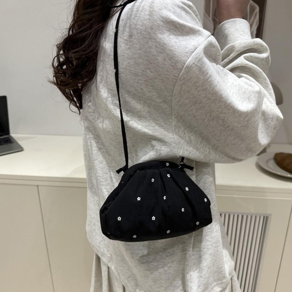 Flower Single Shoulder Bag Drawstring Crossbody Bag Sweet Makeup Bag  Ladies