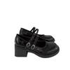 Mary Jane Small Leather Shoes Women's New Autumn Versatile One-word Buckle with Thick-soled Thick-heeled High-heeled Single Shoes
