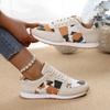 Leopard Print Lace-up Women's Shoes Thick-soled Round-toed Low-top  Sporty and Casual Single Shoes for Women