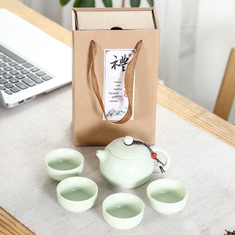 Portable Ceramic Gongfu Tea Set Eco-friendly Xishi Pot 4 Cups