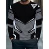 Men'S Long Sleeve T-Shirt, Fabric, Trendy Geometric Pattern Print, Individual Design, Street Style Casual Top