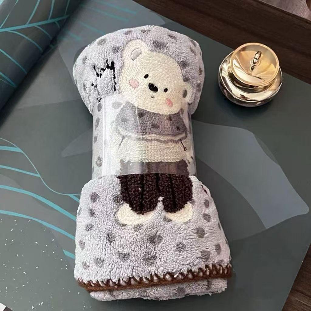 

Осенне-зимние утолщенные полотенца из кораллового флиса, быстросохнущие, с вышивкой животных и в горошек, мягкий набор банных полотенец, полотенца в подарок на День благодарения, мочалки 70*140cm