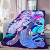 Kawaii L-Lucarios Throw Blanket for Sofa Blankets & Throws Furry Home and Decoration Camping Bedspread On the Bed New Year Anime