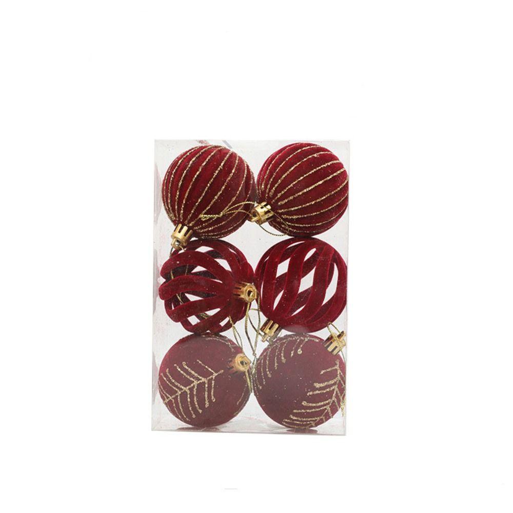 6pcs/set Red Green White Christmas Ball Ornaments Velvet Xmas Tree Hanging Balls Children Gifts