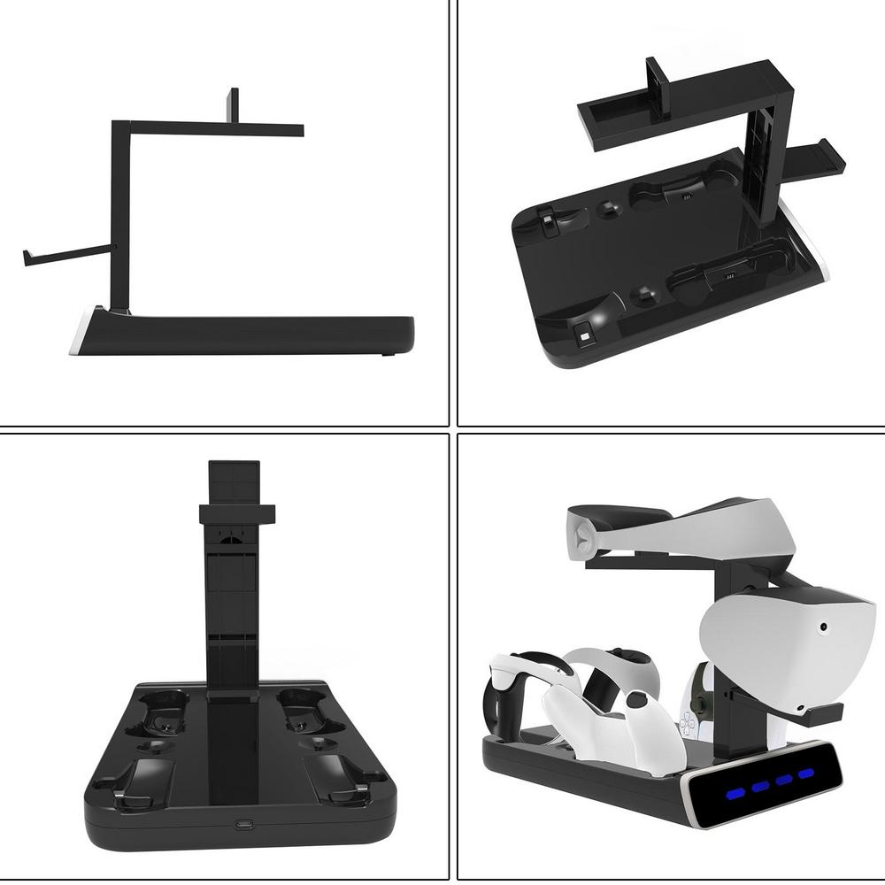 For PS VR2 Charging Station Display Stand with LED Light Controller Charger Compatible with Playstation 5 Gamepad Handle VR Headset