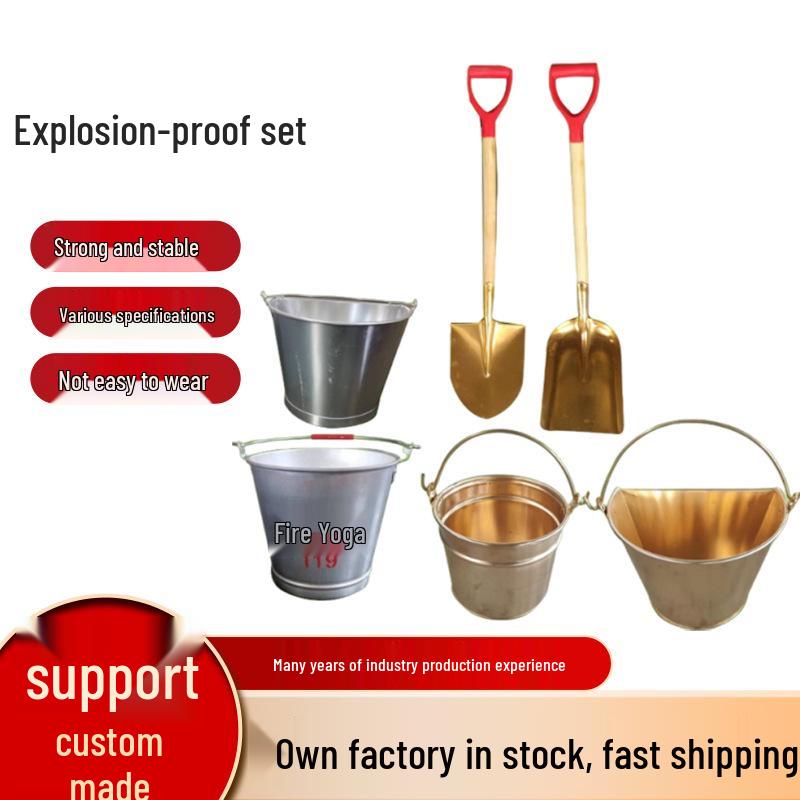 Thickened Yellow Sand Bucket with Explosion-Proof Copper Shovel for Fire Emergency Protection 80cm Aluminum Pointed Shovel