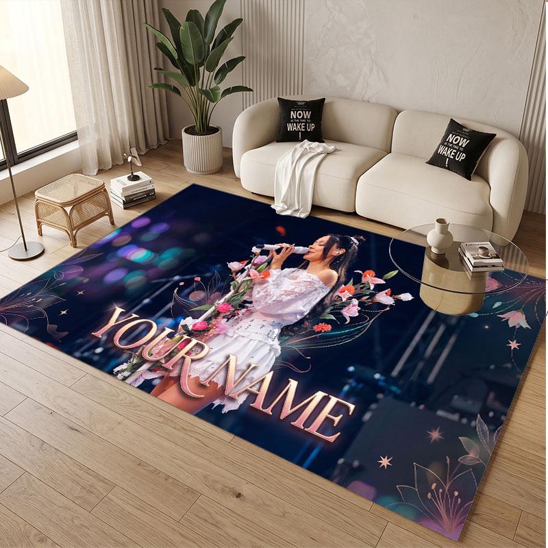 Custom Name Crystal Velvet Rug,Ayliva Comfortable Anti Slip Floor Mat For Room Decoration