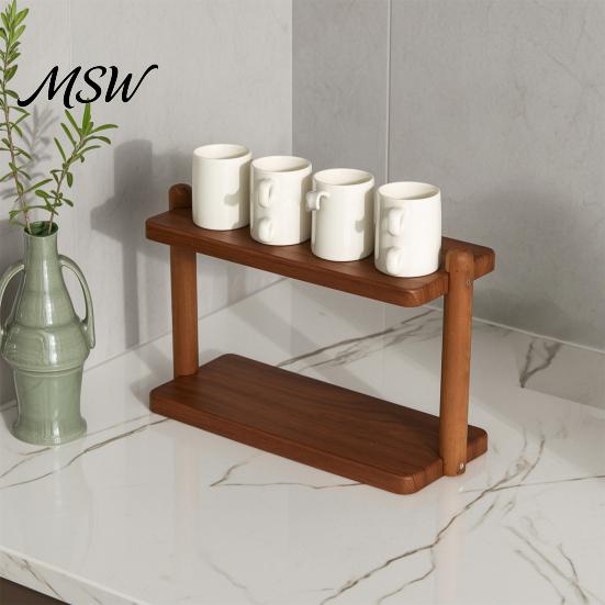 Efficient Storage Solution for Home 2-Tier Desktop Rack, Wooden Vertical Space Saving Organizer, Strong Layered Tool Organizer Table Load-Bearing