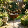 Vintage Metal Bird Bath, Bee Water Bowl, Freestanding Stake Feeder, Rust-proof Weather-resistant Outdoor Ornament with Built-in Drainage, Garden