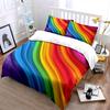 Colorful Rainbow Wavy Pattern. Print Bedding Set 1 Duvet Cover 2 Pillowcases for Adult and Children Luxury Gift Full Size