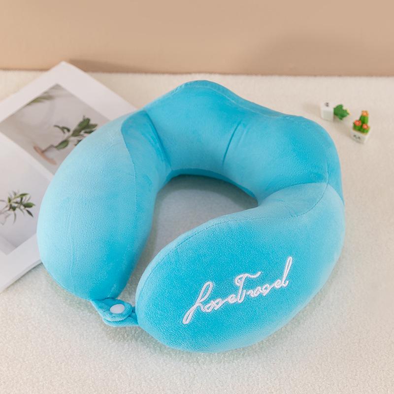 

U-Shaped Travel Pillow: Multi-Purpose, Lightweight, Foldable, Perfect for Office, Car, Sleeping, Neck Support. небесно-голубой