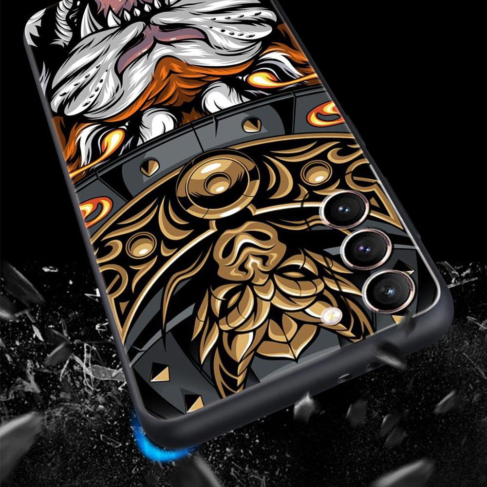 Japan Samurai Oni Mask Phone Case For Samsung Galaxy S26 Ultra S25 Plus S24 FE S23 S22 5G S21 S20 Cover Black Soft