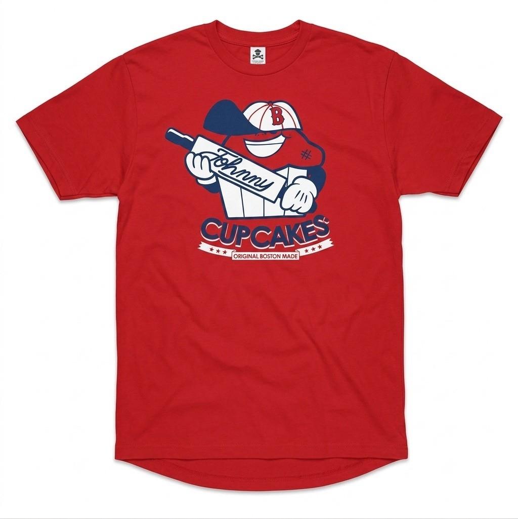 Johnny Cupcakes Boston Red Sox T Shirt Large L Red Baseball Mascot Crossbones Unisex T-Shirt XXXXL