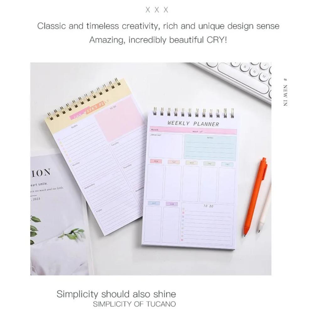 Spiral Notepad To Do List Notebook Stationery Weekly Planner Notebook Schedule Book  Desktop Note