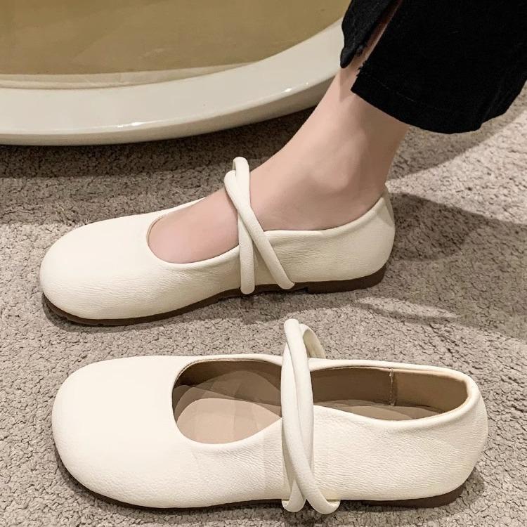 Evening Wind Gentle Shoes Girl 2025 New Fairy Wind with Skirt Mary Jane Single Shoes Flat Bottom Round Head Doudou Shoes