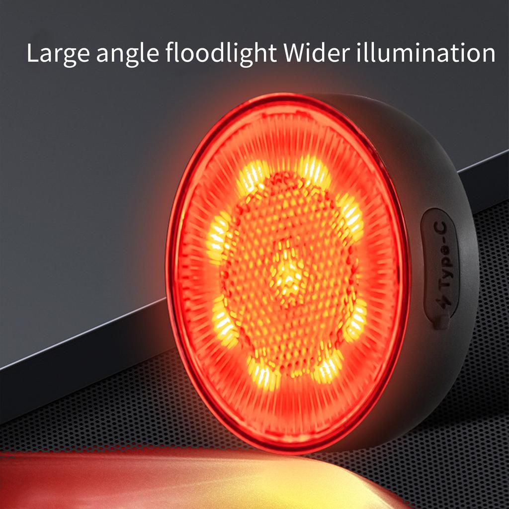 Bike Tail Light Rechargeable Brake Sensor Bicycles Rear Light Rechargeable Waterproof Taillight With 5 Lighting Modes For