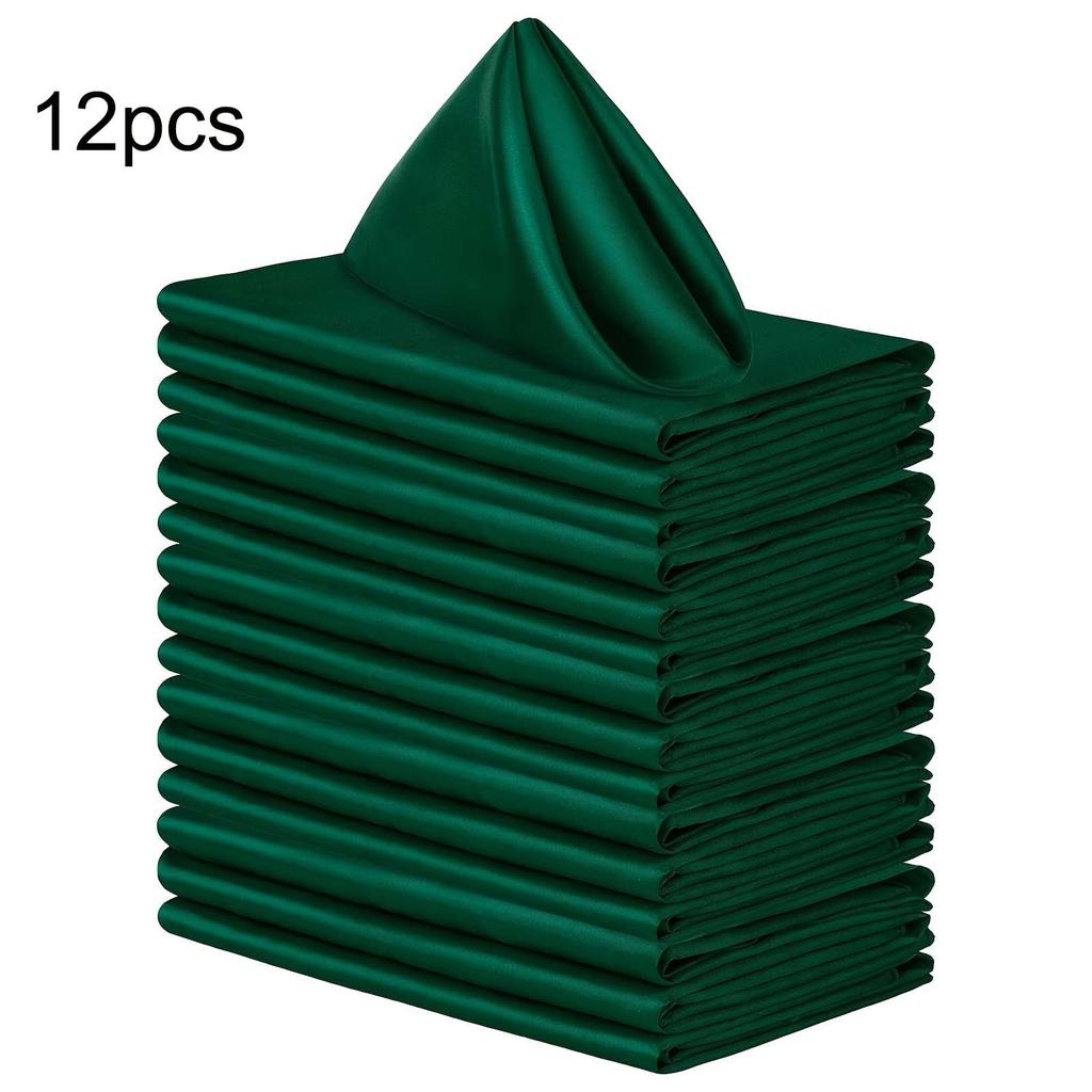 12pcs Luxurious Satin Napkin Set - Reusable, Washable and Durable Polyester Cloth Napkins for Dining, Wedding, Party Decor- Easy Care and Long-Lasting