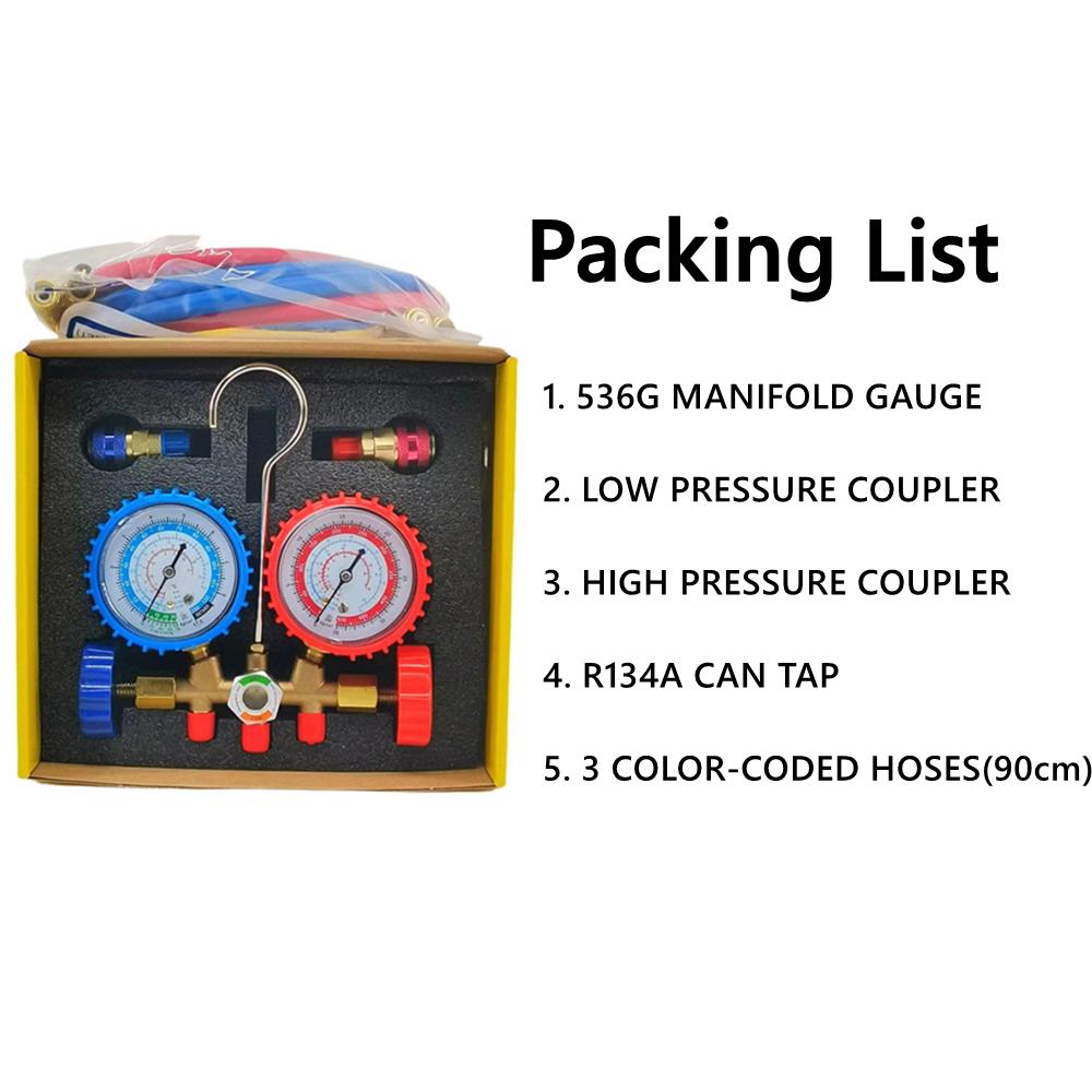 Conjunto Manifold de Medição para Recarga de Ar Condicionado Automotivo Kit de Mangueiras para Recarga de AC Adaptador R134A Condicionador r134a para Enchimento de Ar Condicionado