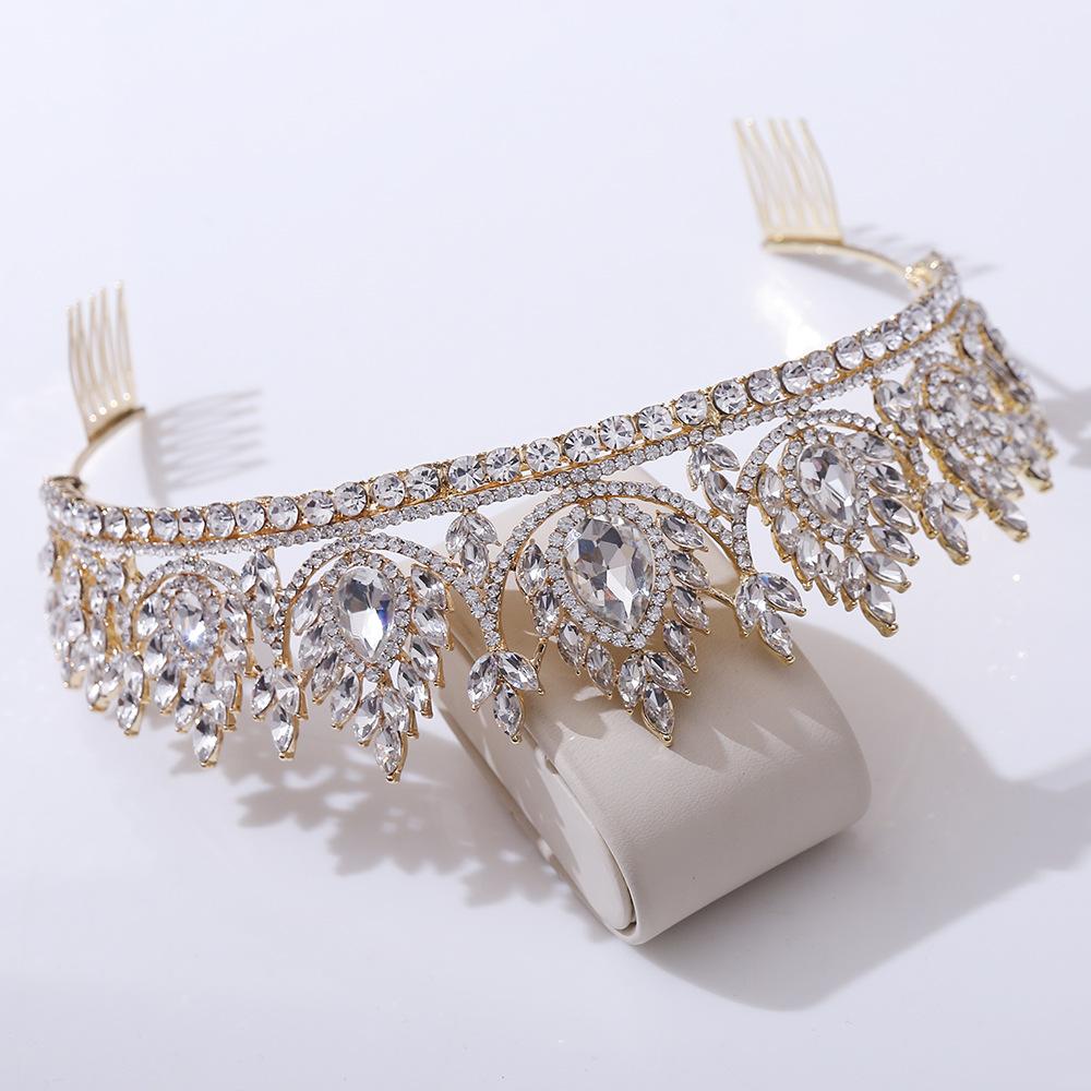 Bridal Crown Baroque Crown Accessories Red Crystal Rhinestone Wedding Hair Comb