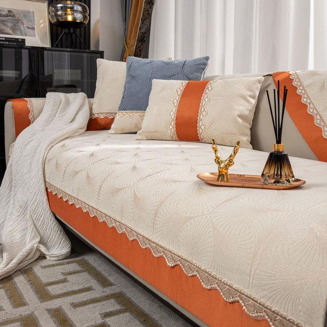 

Современный чехол из синели для дивана, 1/2/3-местный жаккардовый диван, кресло, чехлы для мебели, лоскутное кружево, подушка для дивана, нескользящая, бежевого цвета Cushion cover30x50cm бежевый