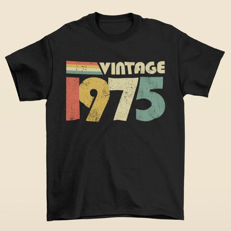 

Vintage 1975 50th Birthday T-shirt Vintage 50th Birthday Gift Creative Personality Street Fashion Short Sleeve Round Neck Tops 4XL