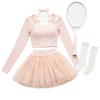Womens Tennis Outfit Set Sleeveless Top With Pleated Skirt Sportswear Slim Fit Athletic Wear