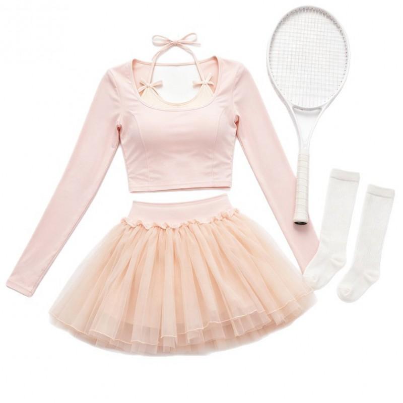 Womens Tennis Outfit Set Sleeveless Top With Pleated Skirt Sportswear Slim Fit Athletic Wear