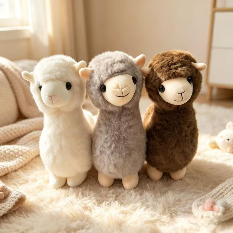 1Pcs Cute Alpaca Plush Toy Soft Fluffy Stuffed Sheep Doll Lovely Cartoon Ornament for Baby Soothing Companion Gift