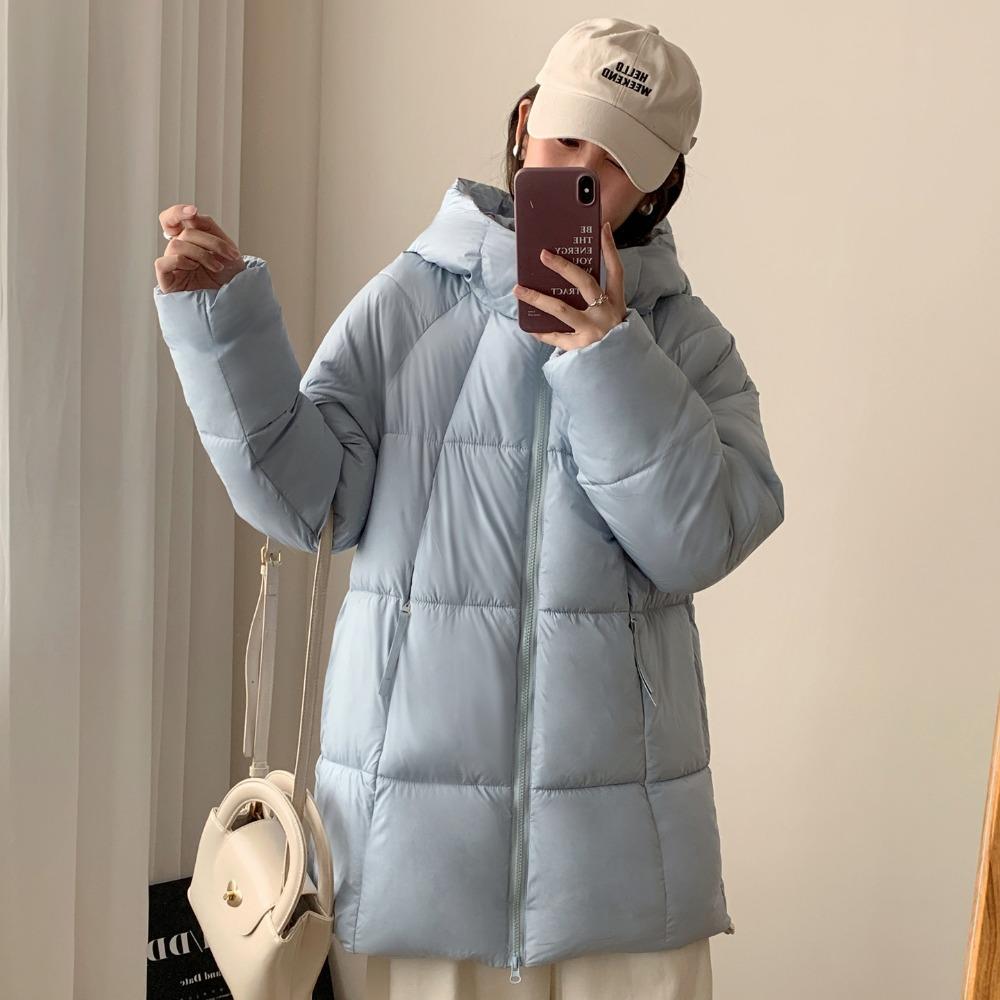 Down cotton-padded clothes women's 2025 new hooded medium and long thickened casual winter bread clothes thickened large cotton-padded jacket
