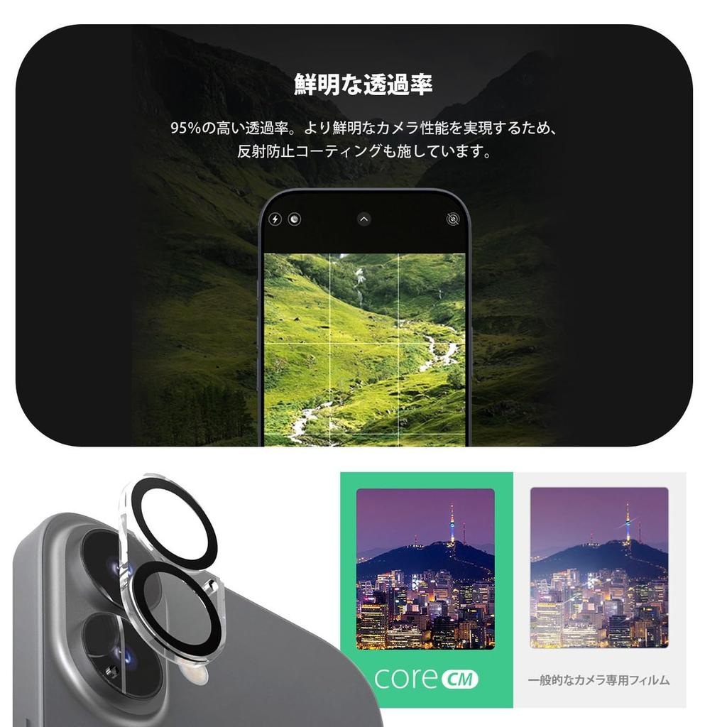 Araree Tempered Glass Camera Lens Protector for iPhone 17 Pro, Full Cover One-Piece Protection Film, 9H Hardness, Anti-Fingerprint CORE CM